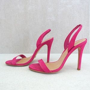SCHUTZ Pink Suede Slingback Sandals